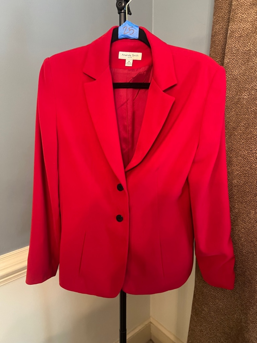 Amanda Smith Bright Red Classic Two-Button Blazer